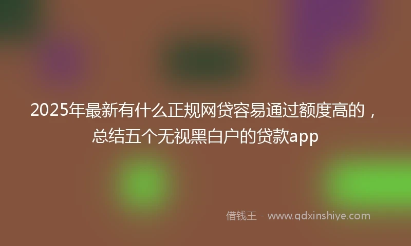 2025年最新有什么正规网贷容易通过额度高的，总结五个无视黑白户的贷款app