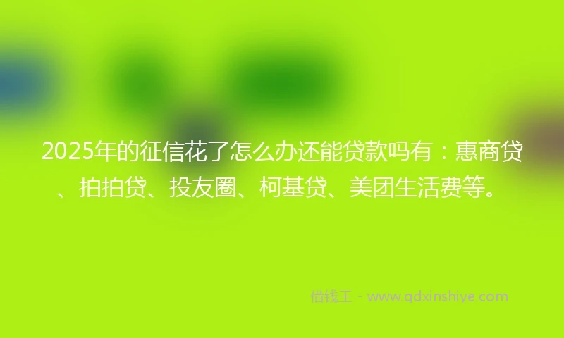 2025年的征信花了怎么办还能贷款吗有：惠商贷、拍拍贷、投友圈、柯基贷、美团生活费等。