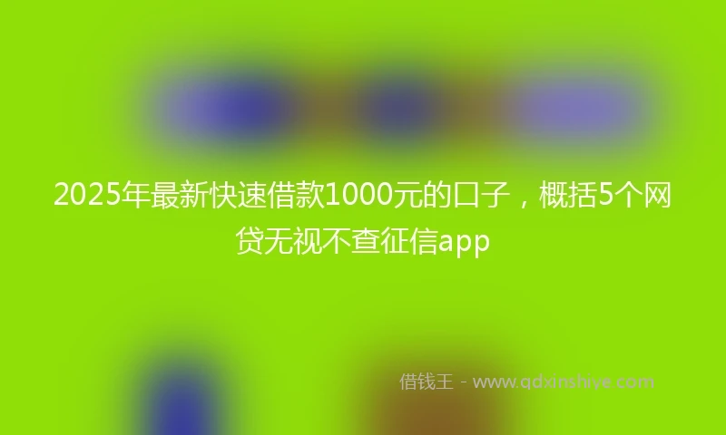 2025年最新快速借款1000元的口子，概括5个网贷无视不查征信app