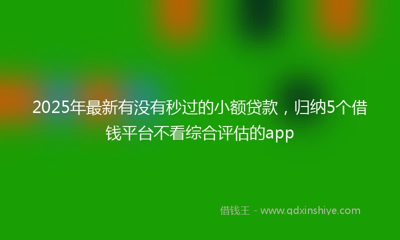 2025年最新有没有秒过的小额贷款，归纳5个借钱平台不看综合评估的app