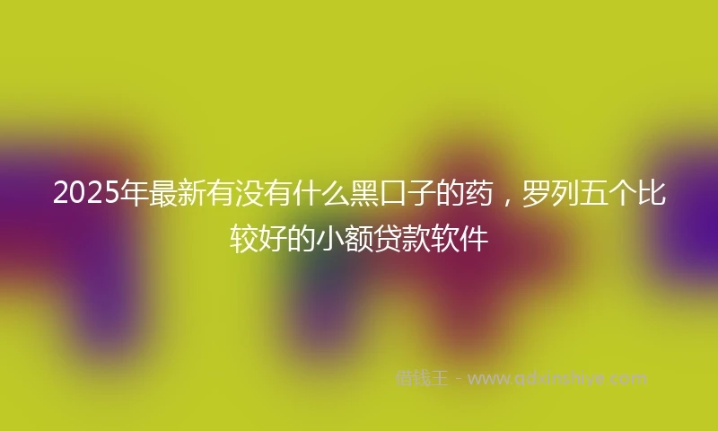 2025年最新有没有什么黑口子的药，罗列五个比较好的小额贷款软件