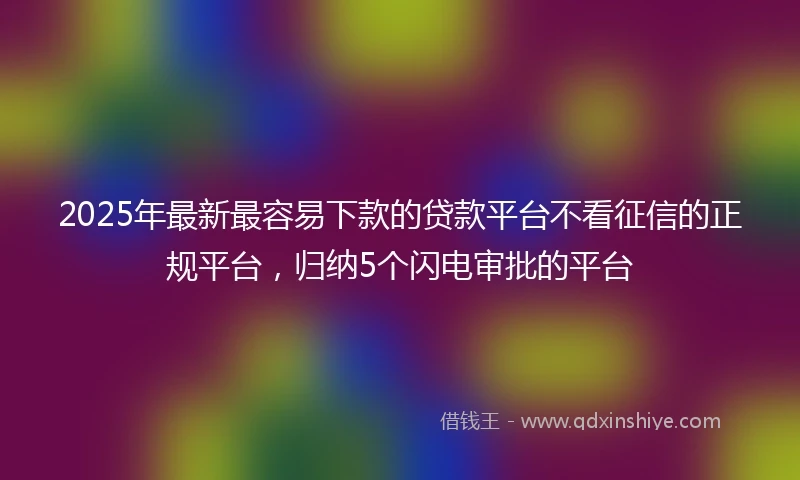 2025年最新最容易下款的贷款平台不看征信的正规平台，归纳5个闪电审批的平台