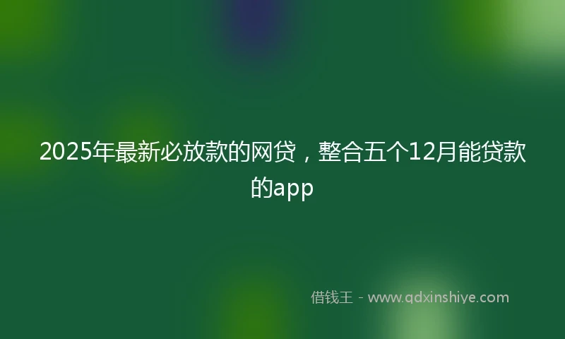 2025年最新必放款的网贷，整合五个12月能贷款的app
