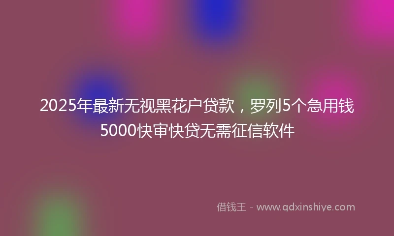 2025年最新无视黑花户贷款，罗列5个急用钱5000快审快贷无需征信软件