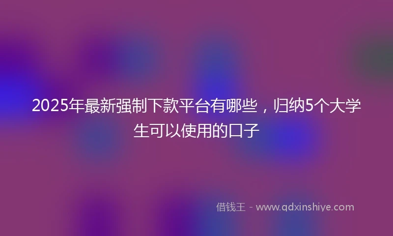 2025年最新强制下款平台有哪些，归纳5个大学生可以使用的口子