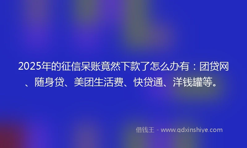 2025年的征信呆账竟然下款了怎么办有：团贷网、随身贷、美团生活费、快贷通、洋钱罐等。