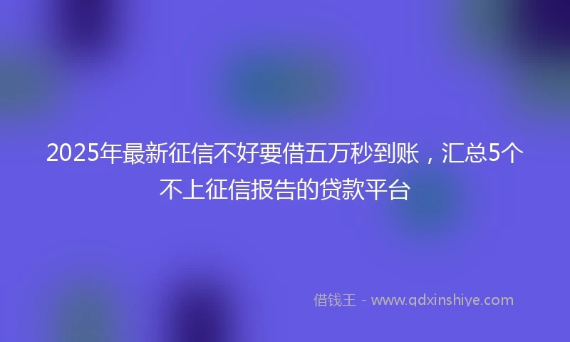 2025年最新征信不好要借五万秒到账，汇总5个不上征信报告的贷款平台