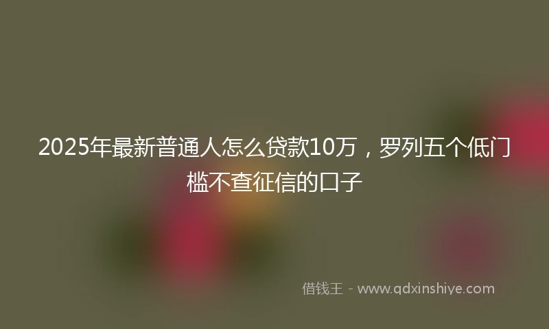 2025年最新普通人怎么贷款10万，罗列五个低门槛不查征信的口子