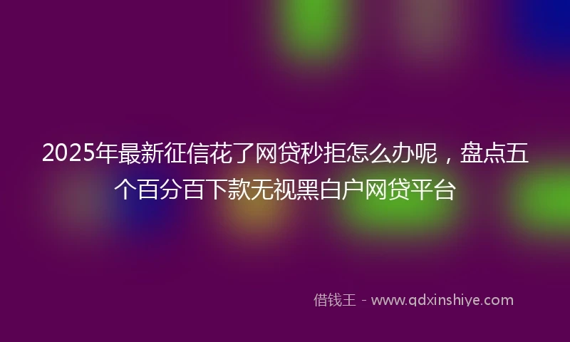 2025年最新征信花了网贷秒拒怎么办呢，盘点五个百分百下款无视黑白户网贷平台