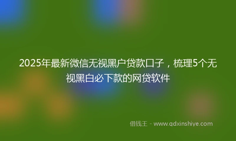 2025年最新微信无视黑户贷款口子，梳理5个无视黑白必下款的网贷软件