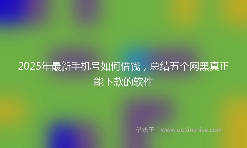 2025年最新手机号如何借钱，总结五个网黑真正能下款的软件