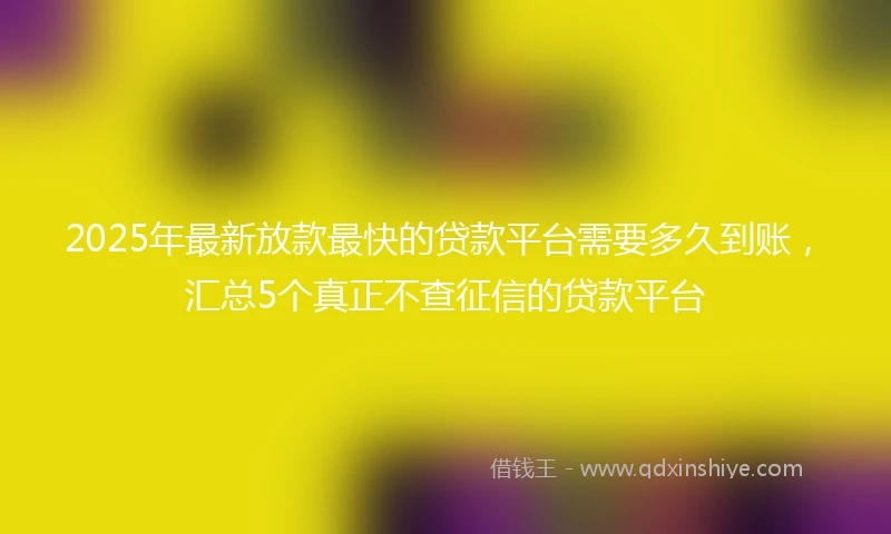 2025年最新放款最快的贷款平台需要多久到账，汇总5个真正不查征信的贷款平台