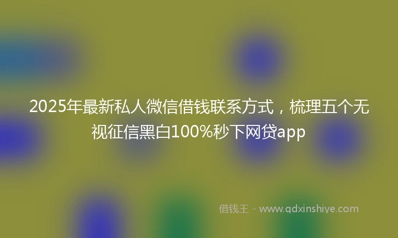 2025年最新私人微信借钱联系方式，梳理五个无视征信黑白100%秒下网贷app