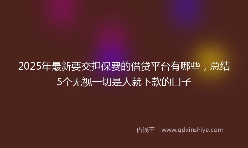 2025年最新要交担保费的借贷平台有哪些,总结5个无视一切是人就下款的口子