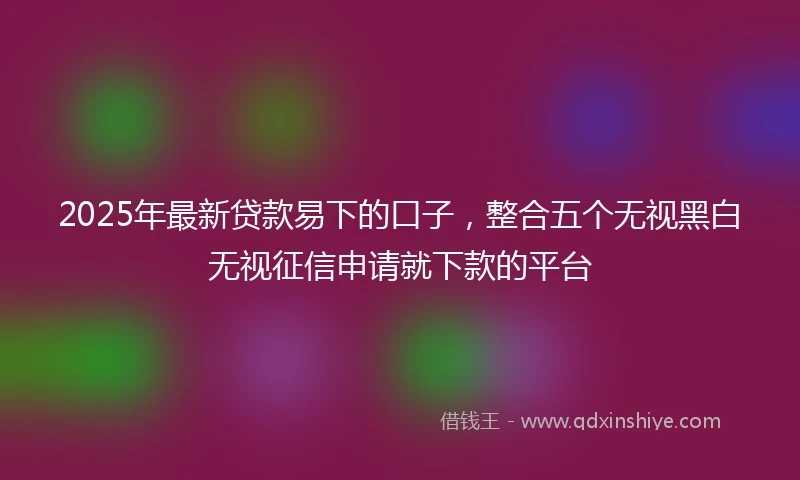2025年最新贷款易下的口子，整合五个无视黑白无视征信申请就下款的平台