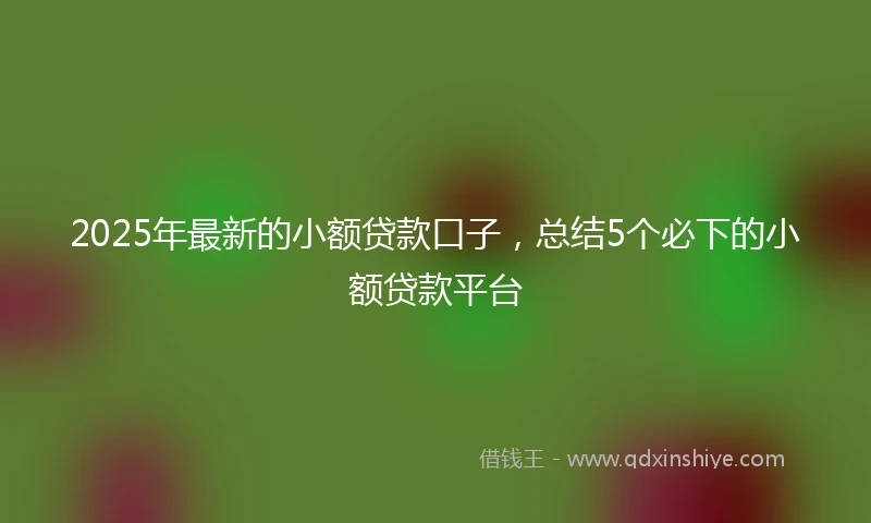 2025年最新的小额贷款口子，总结5个必下的小额贷款平台