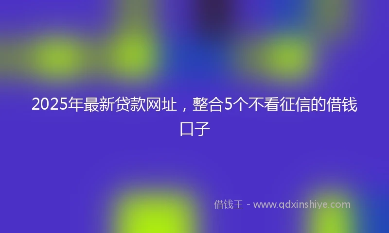 2025年最新贷款网址，整合5个不看征信的借钱口子