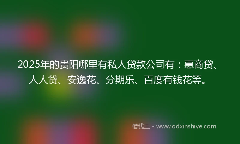 2025年的贵阳哪里有私人贷款公司有：惠商贷、人人贷、安逸花、分期乐、百度有钱花等。