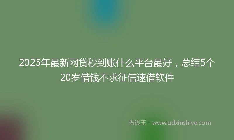 2025年最新网贷秒到账什么平台最好，总结5个20岁借钱不求征信速借软件