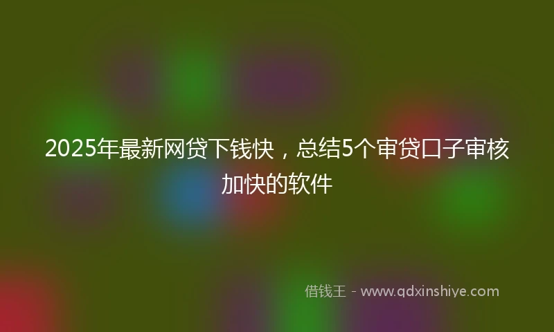 2025年最新网贷下钱快，总结5个审贷口子审核加快的软件