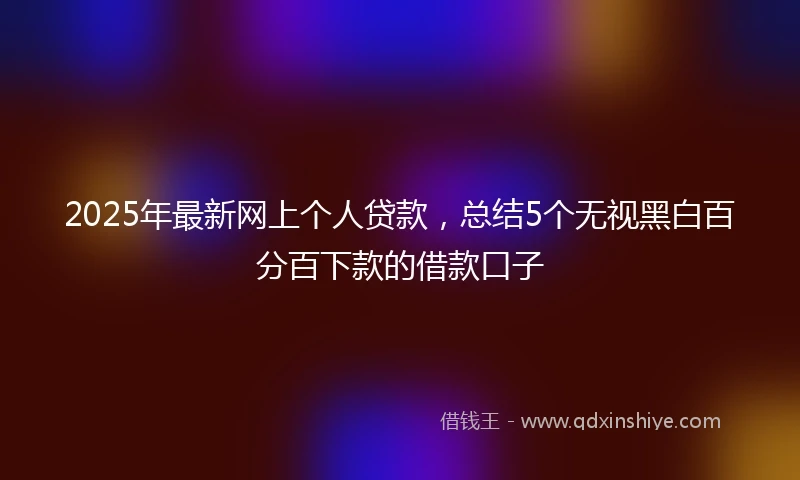 2025年最新网上个人贷款，总结5个无视黑白百分百下款的借款口子