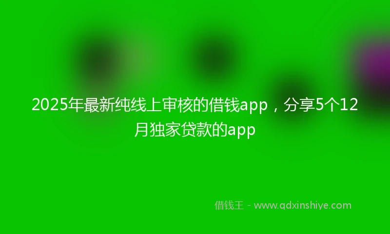 2025年最新纯线上审核的借钱app，分享5个12月独家贷款的app