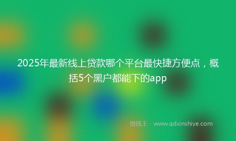 2025年最新线上贷款哪个平台最快捷方便点，概括5个黑户都能下的app