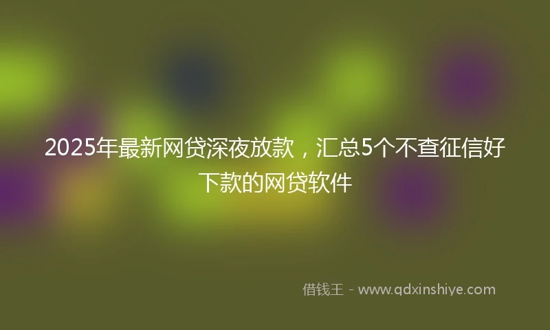 2025年最新网贷深夜放款，汇总5个不查征信好下款的网贷软件