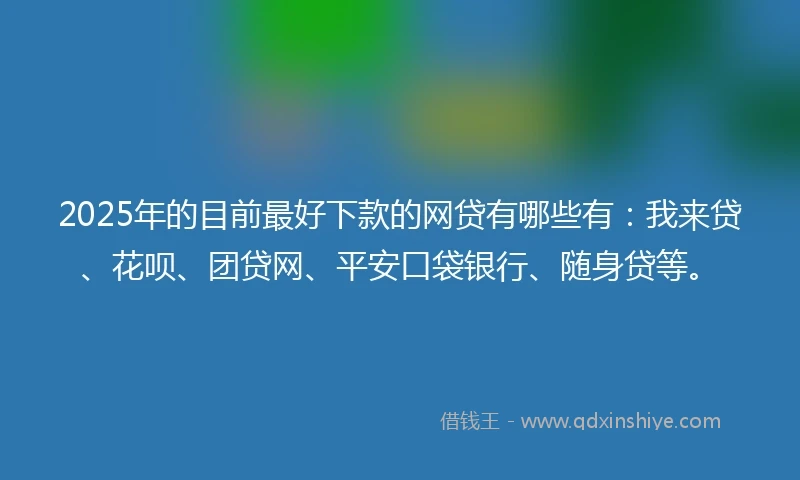 2025年的目前最好下款的网贷有哪些有：我来贷、花呗、团贷网、平安口袋银行、随身贷等。