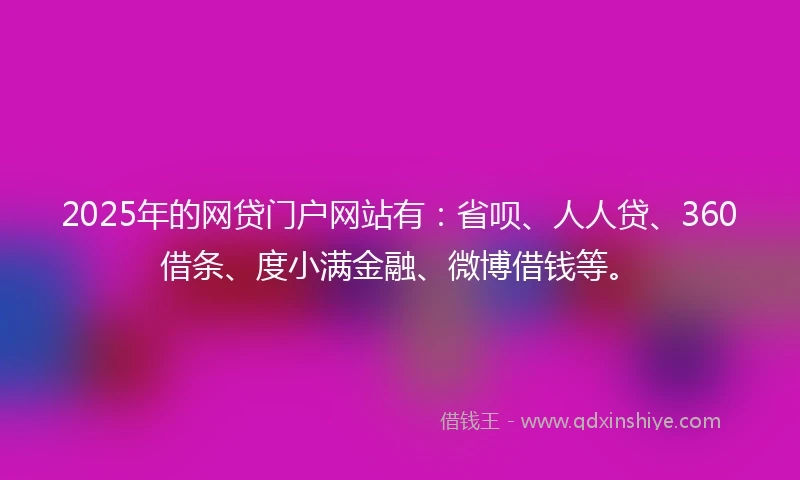 2025年的网贷门户网站有：省呗、人人贷、360借条、度小满金融、微博借钱等。