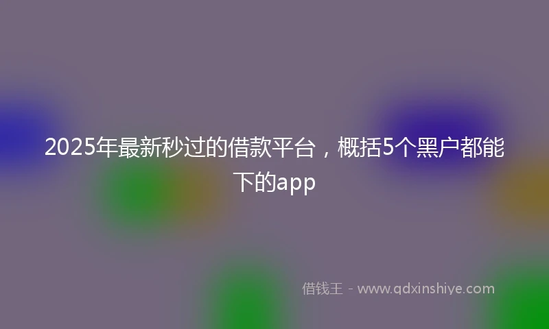 2025年最新秒过的借款平台，概括5个黑户都能下的app