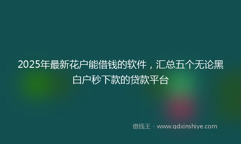 2025年最新花户能借钱的软件，汇总五个无论黑白户秒下款的贷款平台
