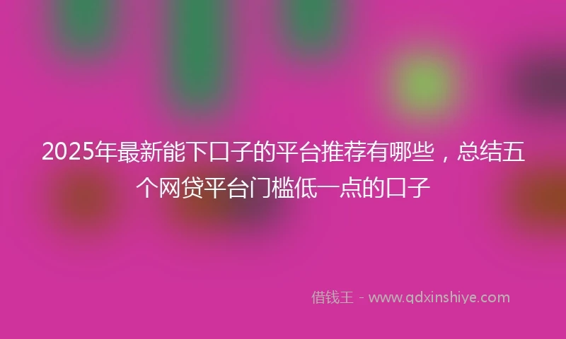 2025年最新能下口子的平台推荐有哪些，总结五个网贷平台门槛低一点的口子
