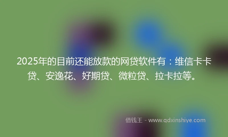 2025年的目前还能放款的网贷软件有：维信卡卡贷、安逸花、好期贷、微粒贷、拉卡拉等。