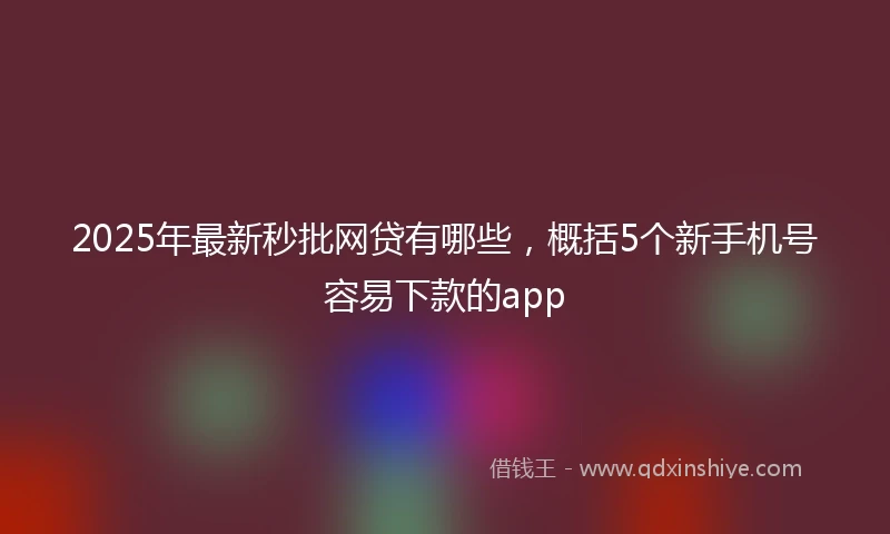2025年最新秒批网贷有哪些，概括5个新手机号容易下款的app