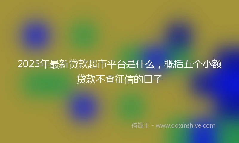 2025年最新贷款超市平台是什么，概括五个小额贷款不查征信的口子