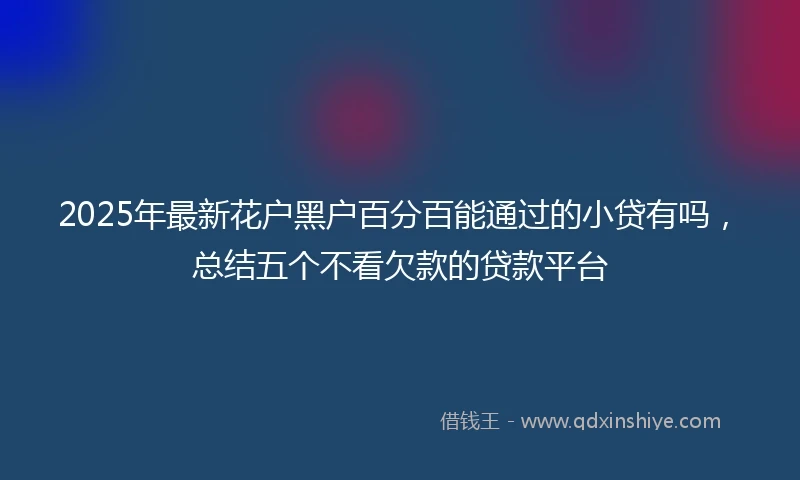 2025年最新花户黑户百分百能通过的小贷有吗，总结五个不看欠款的贷款平台