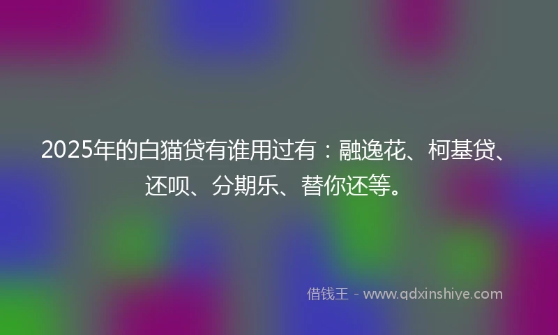 2025年的白猫贷有谁用过有：融逸花、柯基贷、还呗、分期乐、替你还等。