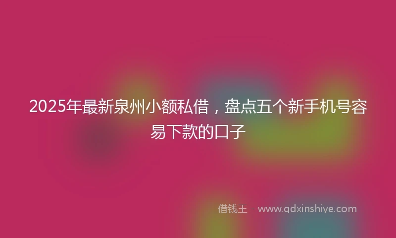 2025年最新泉州小额私借，盘点五个新手机号容易下款的口子