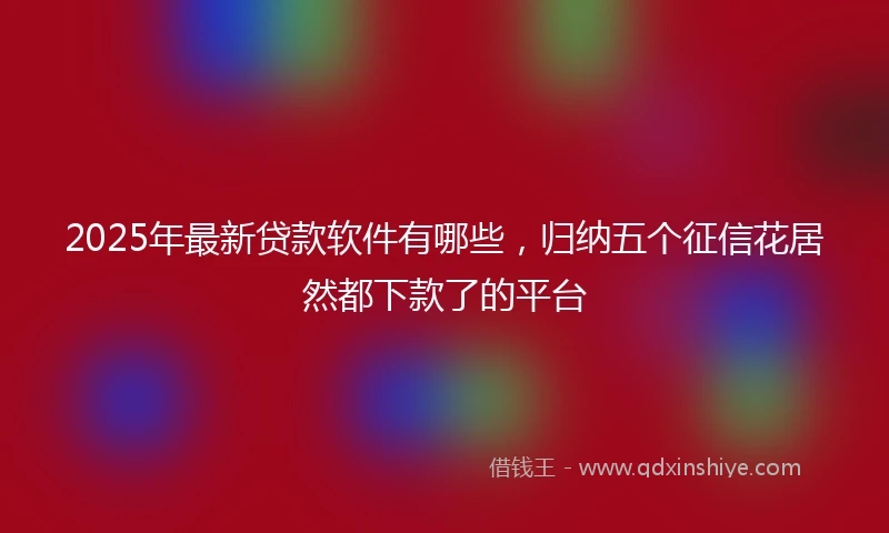 2025年最新贷款软件有哪些，归纳五个征信花居然都下款了的平台