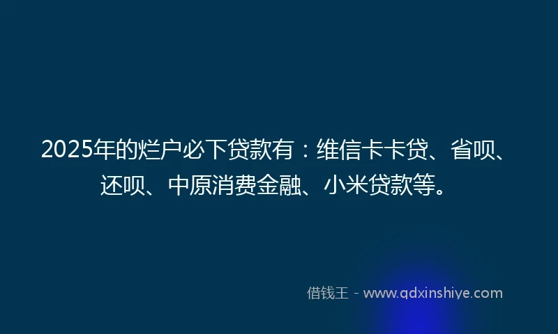 2025年的烂户必下贷款有：维信卡卡贷、省呗、还呗、中原消费金融、小米贷款等。