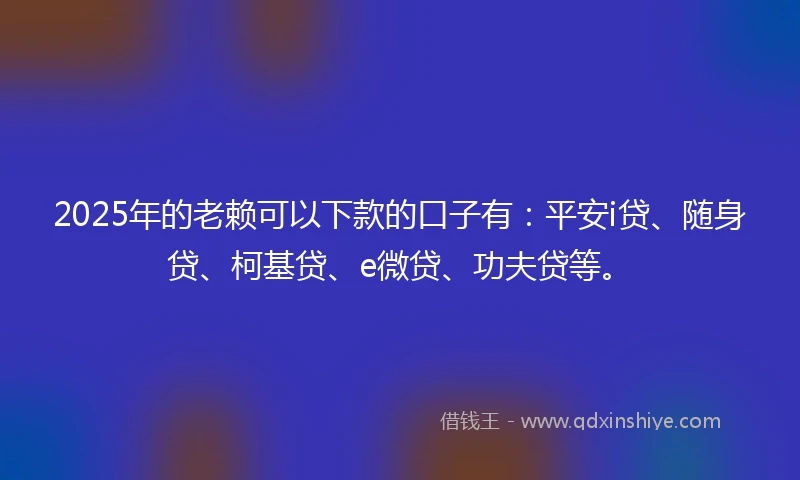 2025年的老赖可以下款的口子有：平安i贷、随身贷、柯基贷、e微贷、功夫贷等。