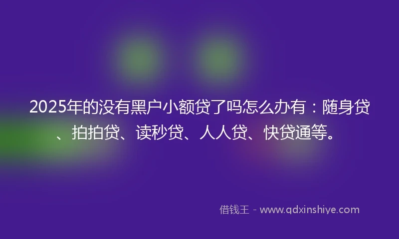 2025年的没有黑户小额贷了吗怎么办有：随身贷、拍拍贷、读秒贷、人人贷、快贷通等。