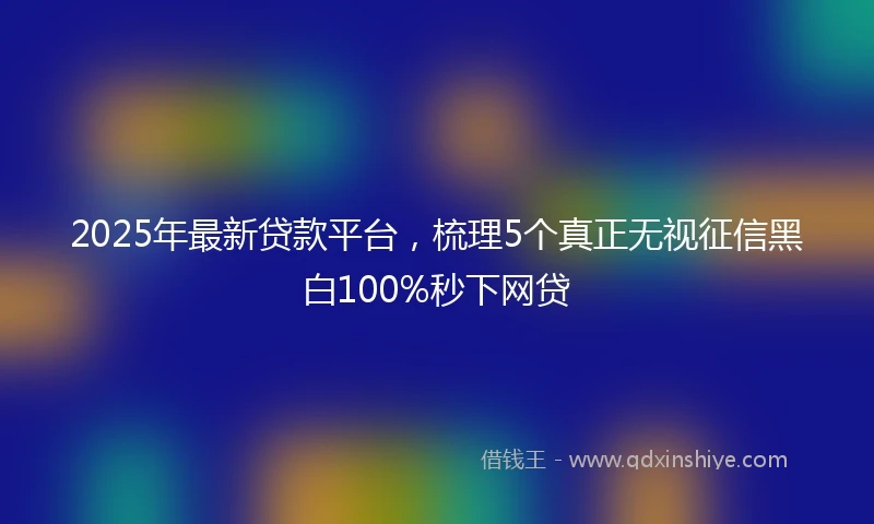 2025年最新贷款平台，梳理5个真正无视征信黑白100%秒下网贷