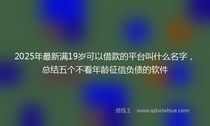 2025年最新满19岁可以借款的平台叫什么名字，总结五个不看年龄征信负债的软件