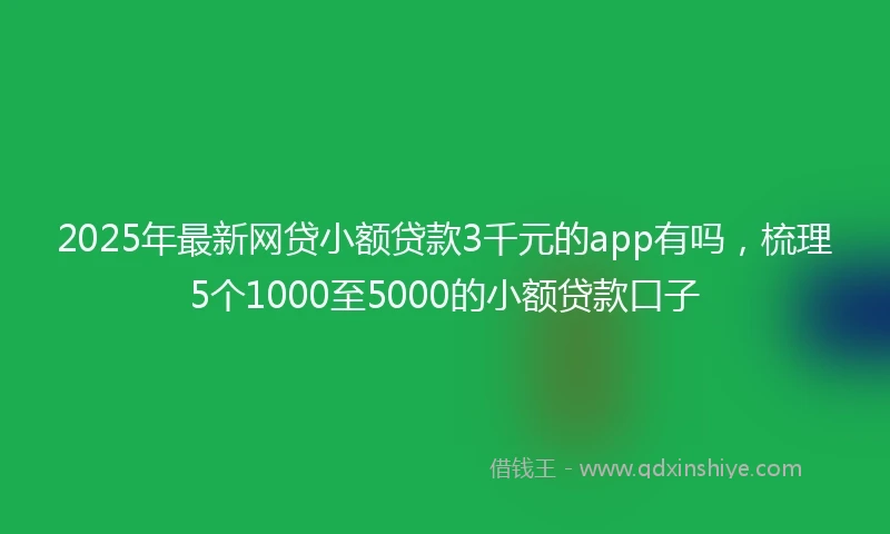 2025年最新网贷小额贷款3千元的app有吗，梳理5个1000至5000的小额贷款口子