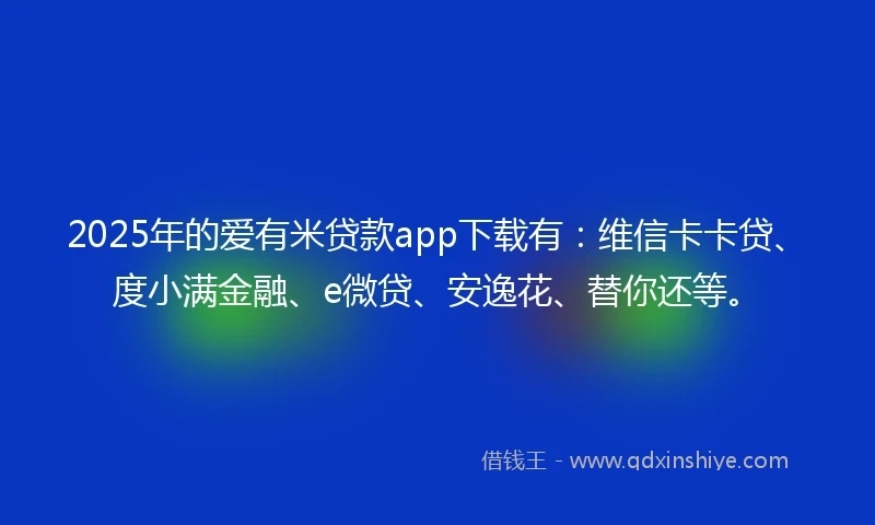 2025年的爱有米贷款app下载有：维信卡卡贷、度小满金融、e微贷、安逸花、替你还等。