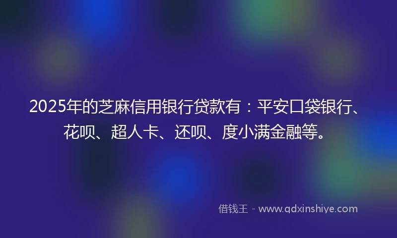 2025年的芝麻信用银行贷款有：平安口袋银行、花呗、超人卡、还呗、度小满金融等。