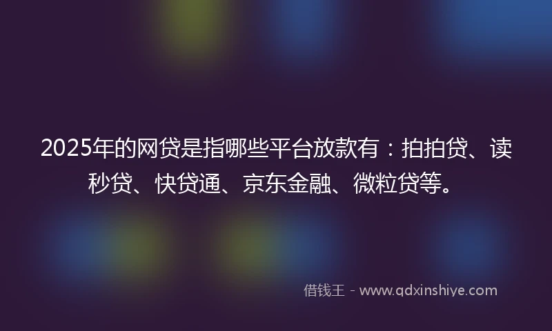 2025年的网贷是指哪些平台放款有：拍拍贷、读秒贷、快贷通、京东金融、微粒贷等。