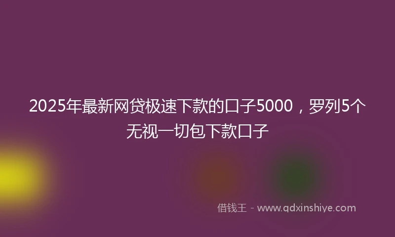2025年最新网贷极速下款的口子5000，罗列5个无视一切包下款口子
